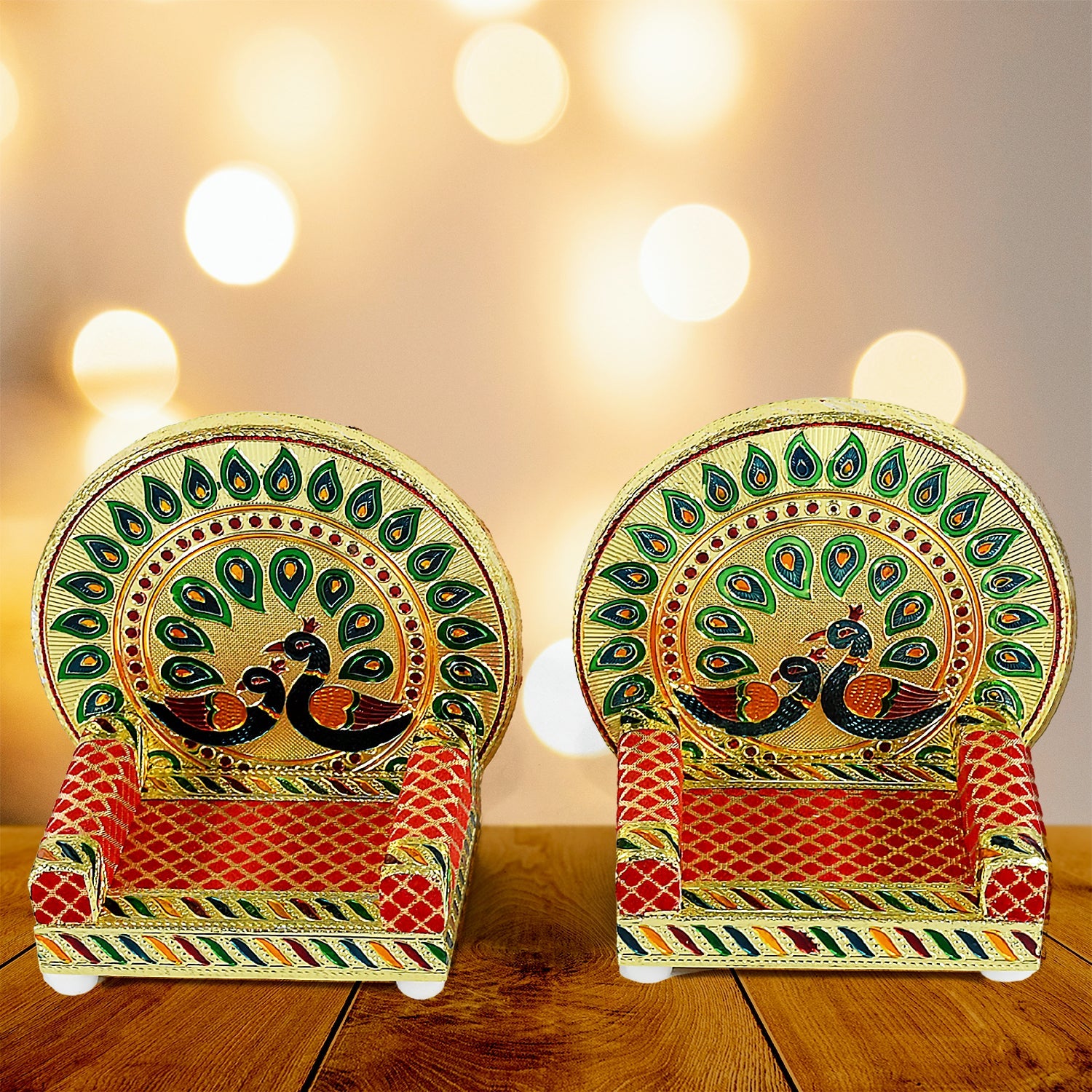 Meenakari Work Laddu Gopal Singhasan / Sihasan for Pooja Mandir Wooden Krishna Ladoo Bal Gopal Sofa Asan, Home Decorative Premium Look Decorative Singhasan Suitable For Home, Office, Restaurant (2 Pc Set) Meenakari Work Laddu Gopal Singhasan / Sihasan for Pooja Mandir Wooden Krishna Ladoo Bal Gopal Sofa Asan, Home Decorative Premium Look Decorative Singhasan Suitable For Home, Office, Restaurant (2 Pc Set)